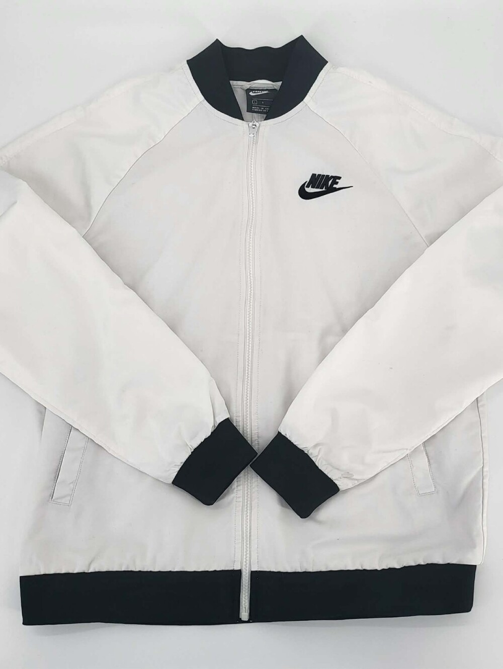 Nike Men’s White Bomber Jacket with Black Trim